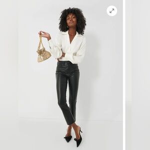 VERONICA BEARD Black Carly Faux Leather Kick Flare size 31